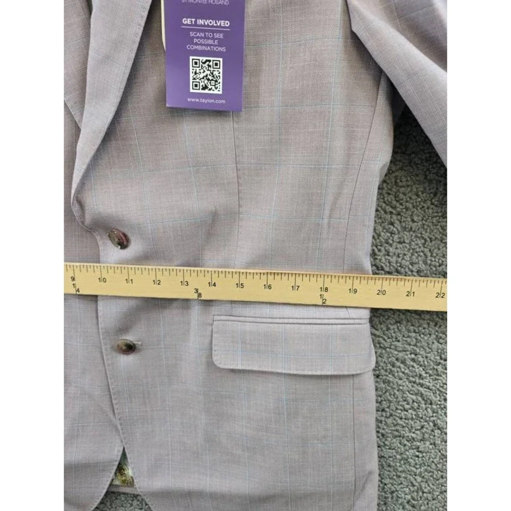 Tayion Collection Regular Fit Suit Jacket Men's 38R Pink Button Closure L/S